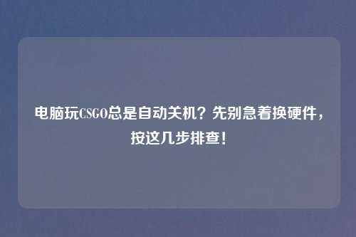 电脑玩CSGO总是自动关机？先别急着换硬件，按这几步排查！